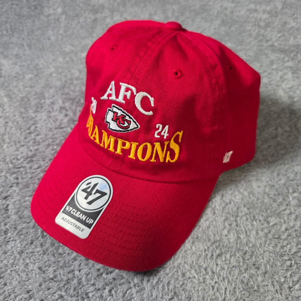 '47 Brand Unisex OSFA Hat Red Kansas City Chiefs 2024 AFC Champions Clean Up Cap